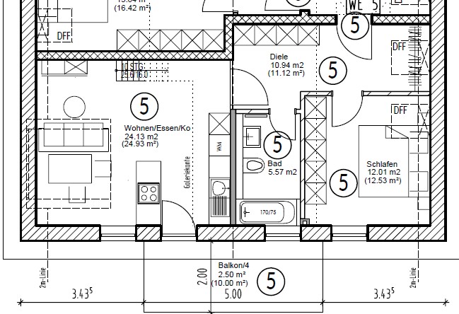 Grundriss Dachgeschosswohnung M�nchen