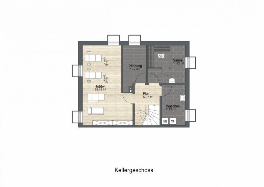 Grundriss KG Doppelhaush�lfte Germering