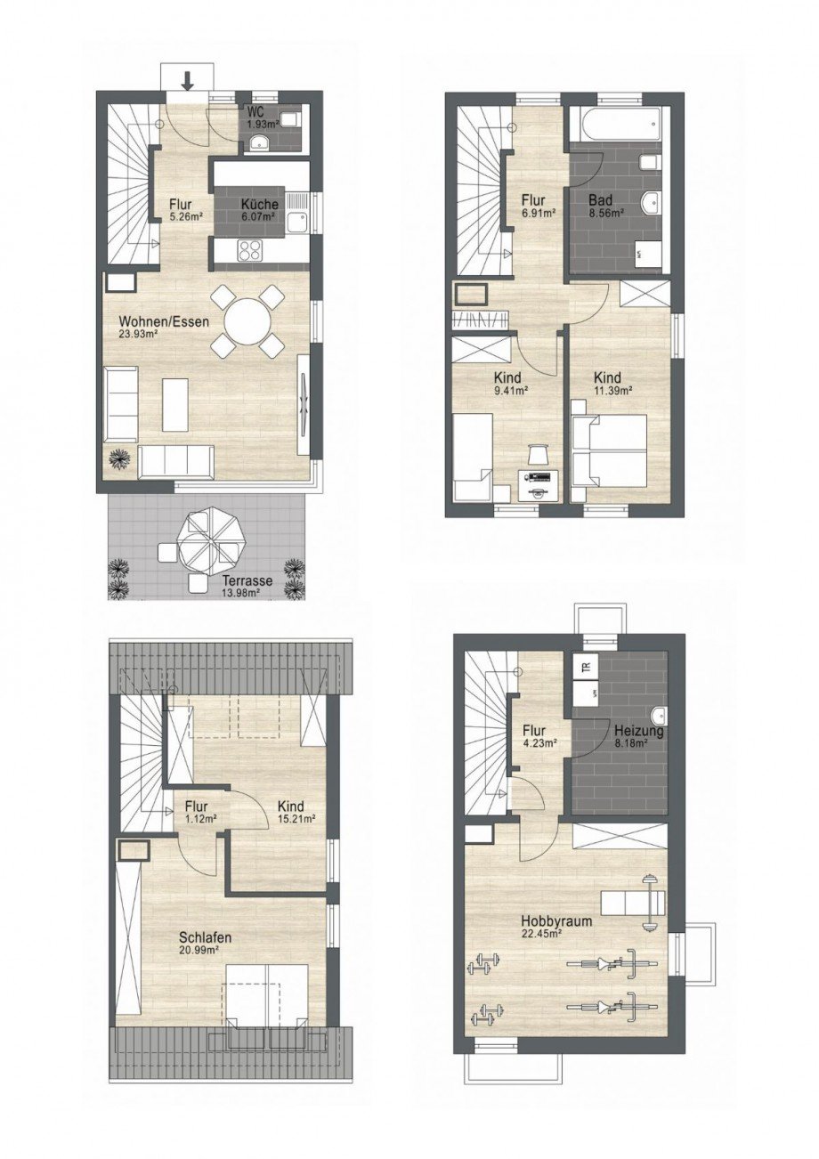 Grundrisse Reihenendhaus Puchheim