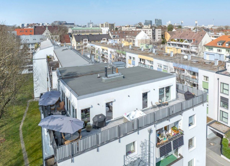 Drohnenansicht Penthousewohnung M�nchen
