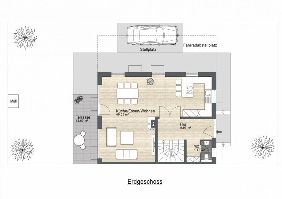 Grundriss EG Doppelhaush�lfte Germering