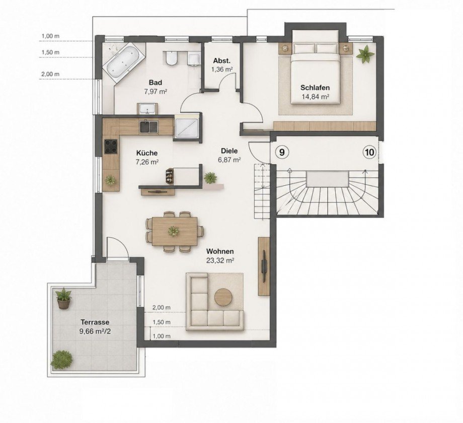 Grundriss Dachgeschosswohnung Germering