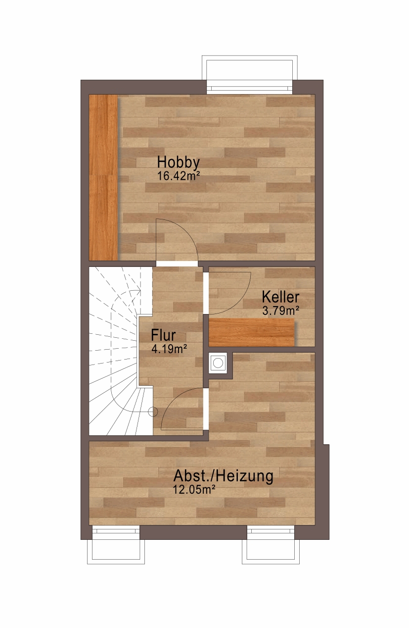Grundriss Kellergeschoss Reihenhaus M�nchen