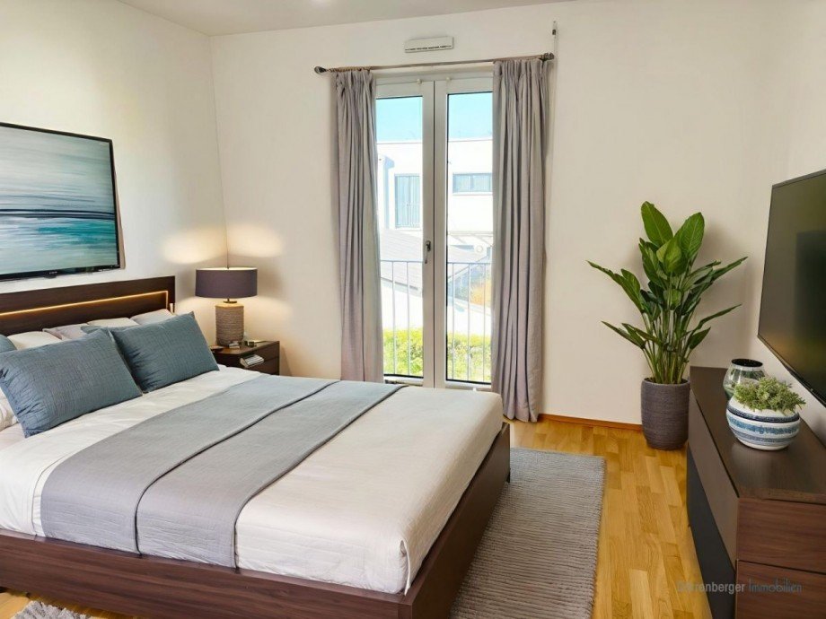 Schlafzimmer virtuell staging Wohnung M�nchen