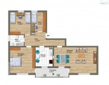 Grundriss Gro�e 3,5 Zimmer-Wohnung in zentraler, ruhiger Lage von Germering. Renovierungsbed�rftig