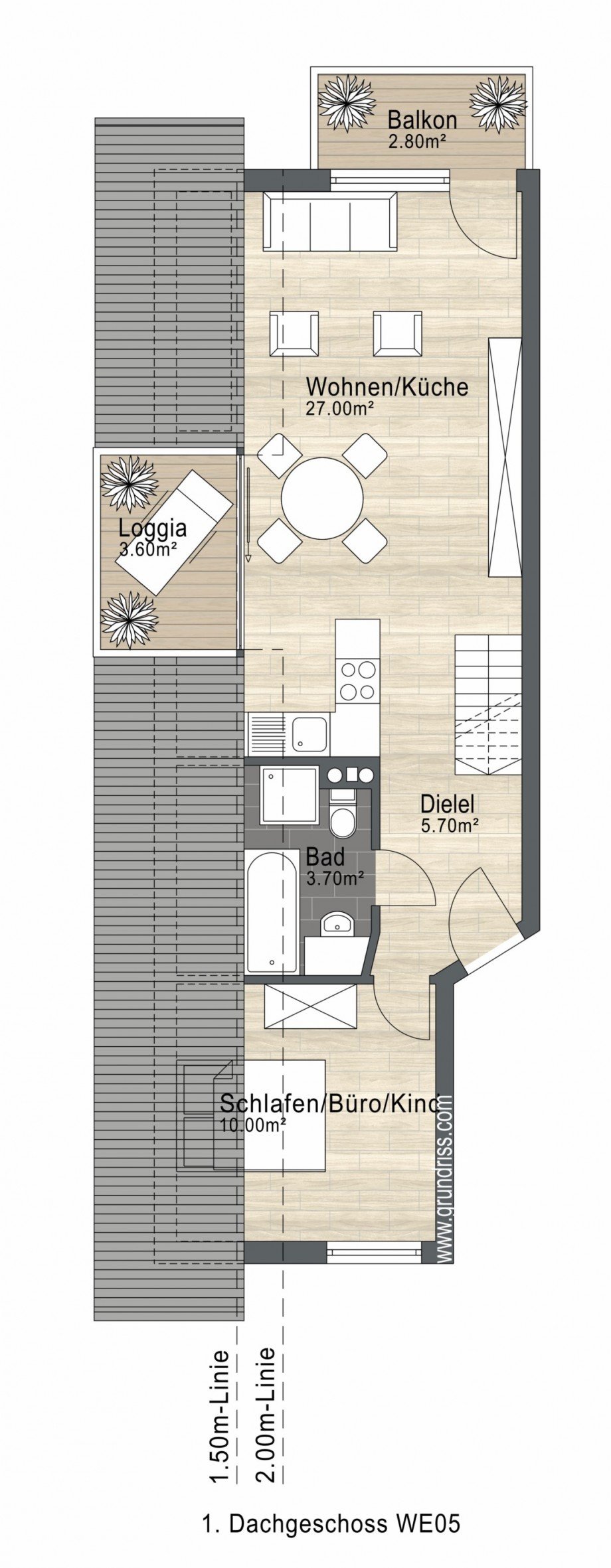 Grundriss 1 Maisonettewohnung M�nchen