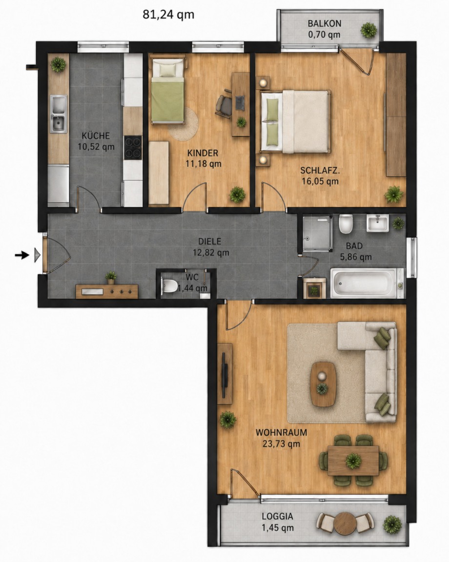 Grundriss Etagenwohnung Germering
